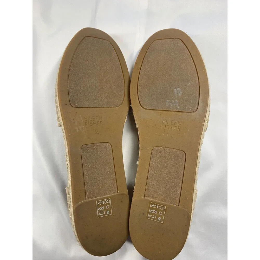 Eileen Fisher Lee Raffia Ballerina Espadrille Flat Shoes Womens 10 Natural NEW